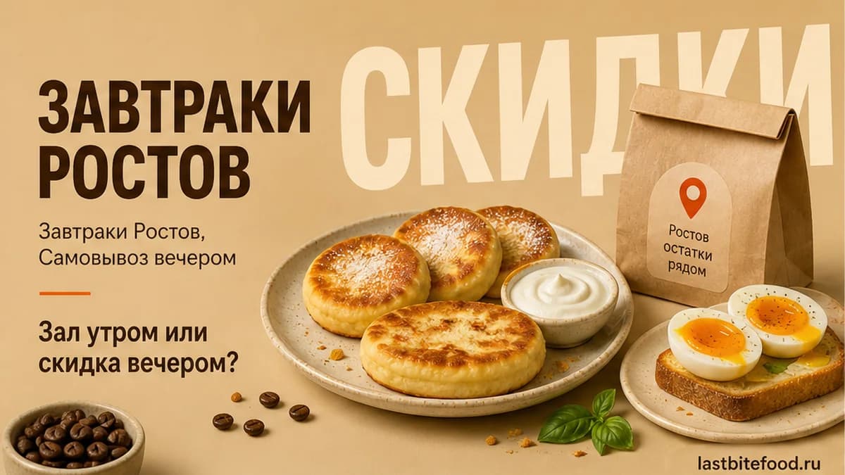 Предметы завтрака и пакет самовывоза со словом СКИДКИ: сравнение сценариев в Ростове-на-Дону
