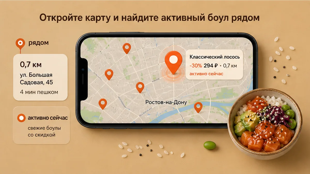 Карта активного боула рядом: пины вечерних предложений на карте