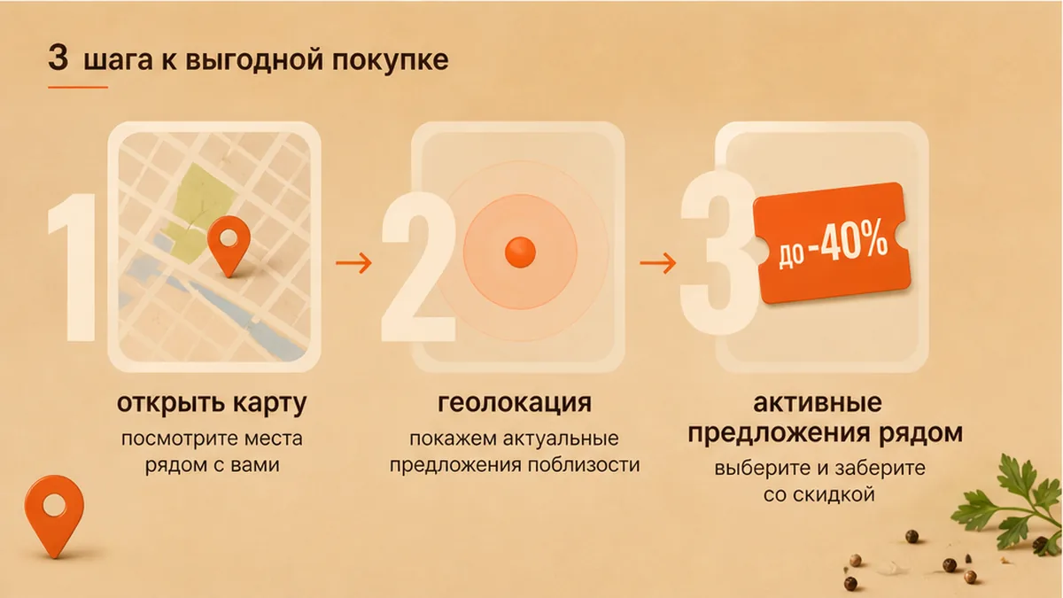 Схема: открыть карту и найти активные предложения хинкали рядом