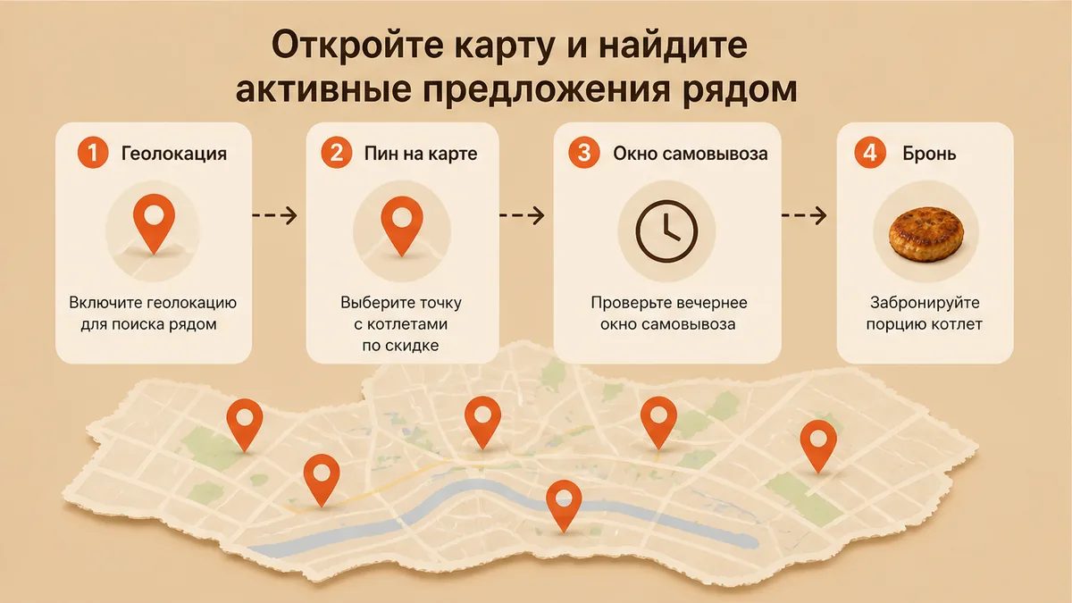 Схема: найти котлеты на карте остатков рядом