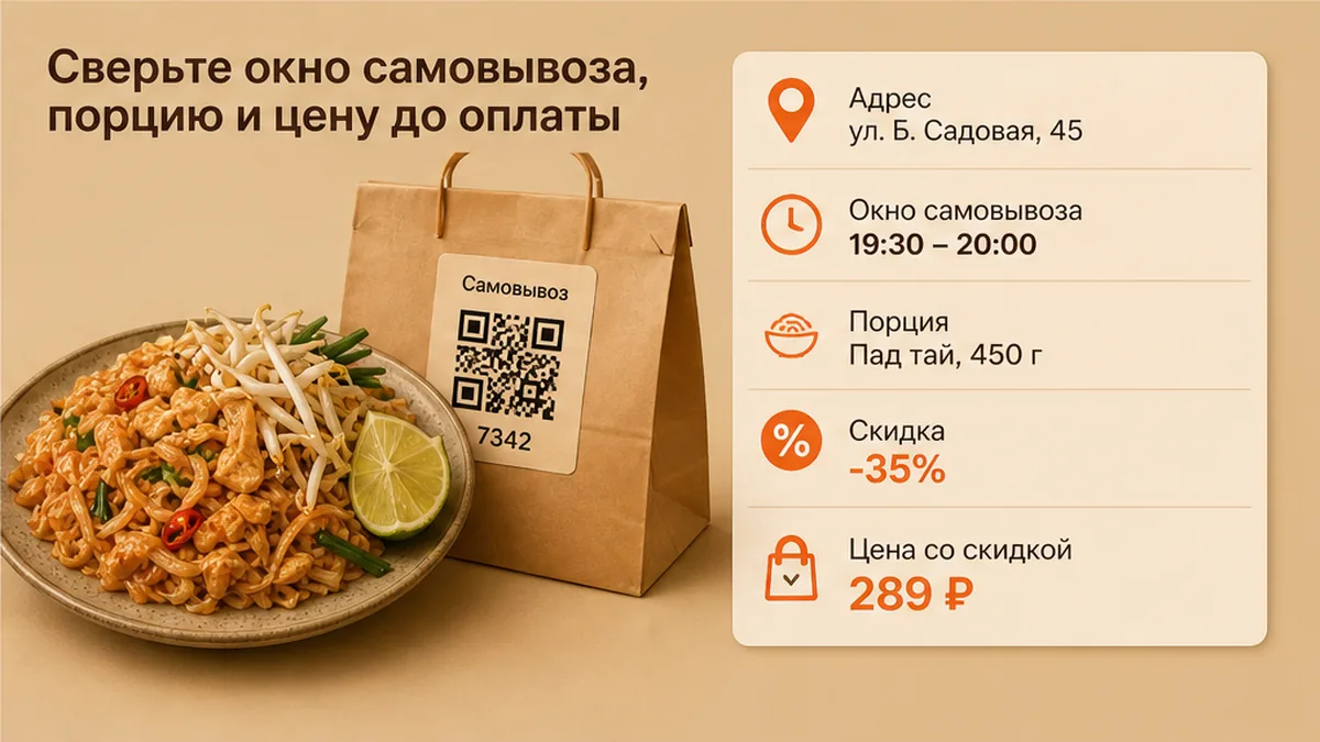 Чеклист сверки порции пад тай и QR-самовывоза до оплаты