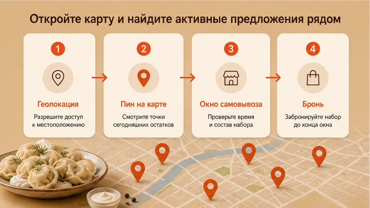 Схема: найти пельмени на карте остатков рядом