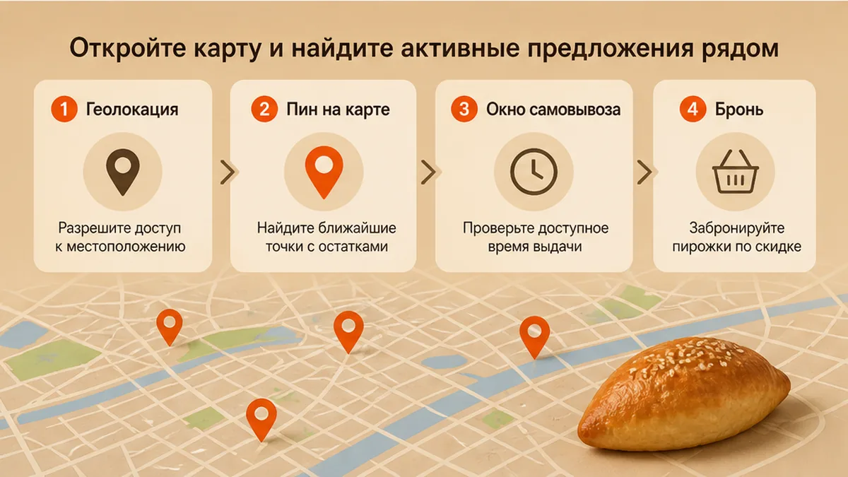 Схема: найти пирожки на карте остатков рядом