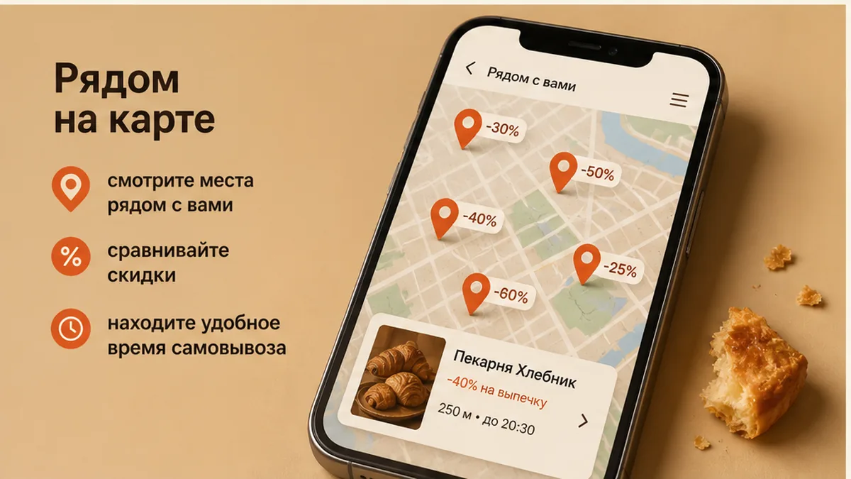 Карта точек со скидкой в пешей доступности