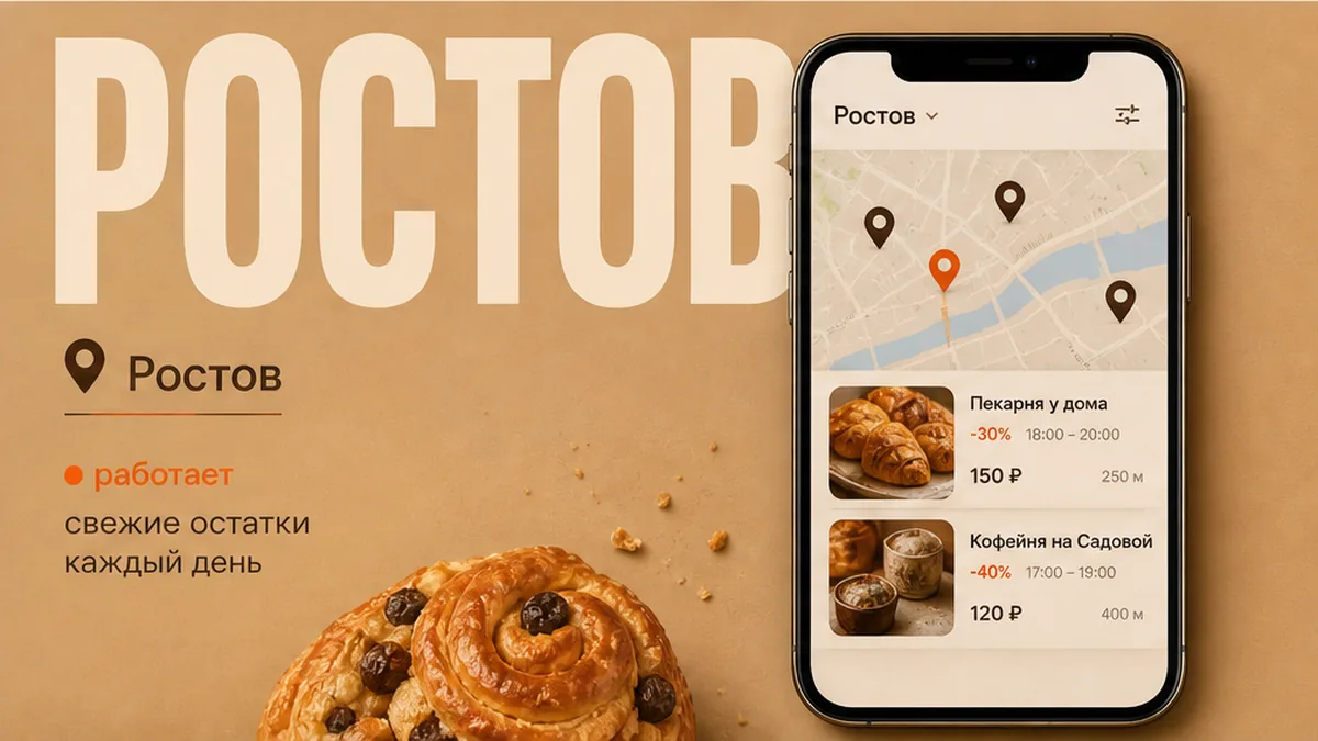 Карта предложений остатков еды в Ростове-на-Дону