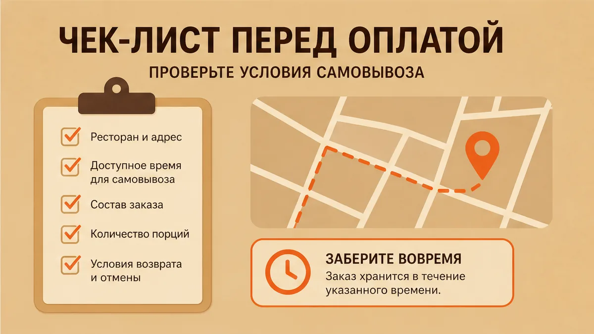 Чеклист сверки самовывоза роллов до оплаты