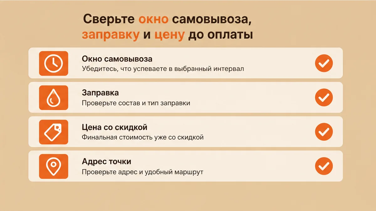 Чеклист сверки самовывоза Цезаря до оплаты