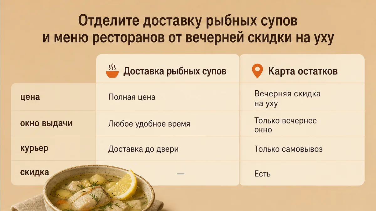 Сравнение доставки ухи и карты остатков LastBiteFood