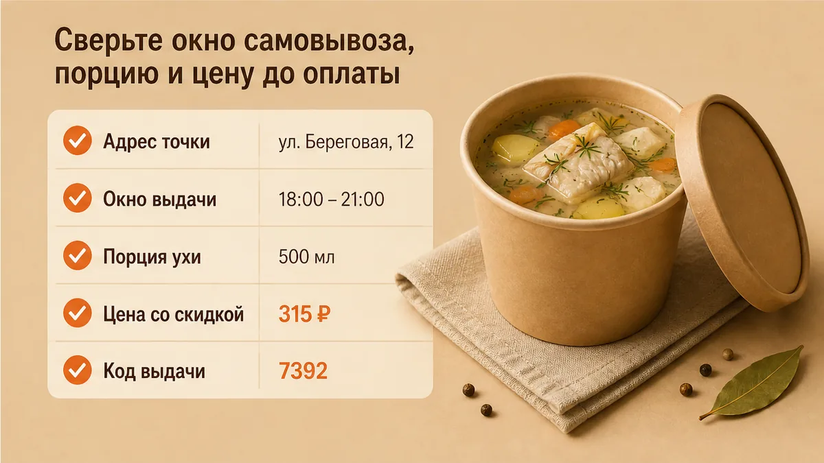 Чеклист сверки самовывоза ухи до оплаты