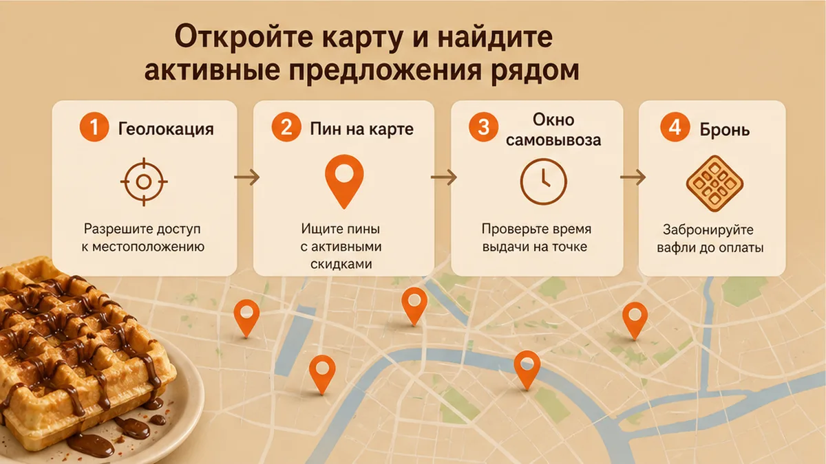 Схема: найти вафли на карте остатков рядом